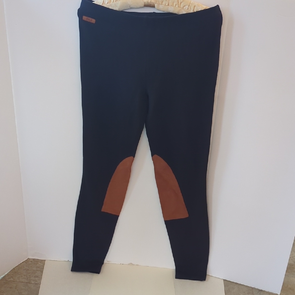 Polo by Ralph Lauren Navy Riding Leggings with Suede Brown Side Patches